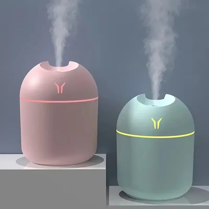 1Pc Compact USB Aroma Diffuser & Humidifier Withled Night Light - Pink & Mint Green, Essential Oil Atomizer for Homeand Car Use